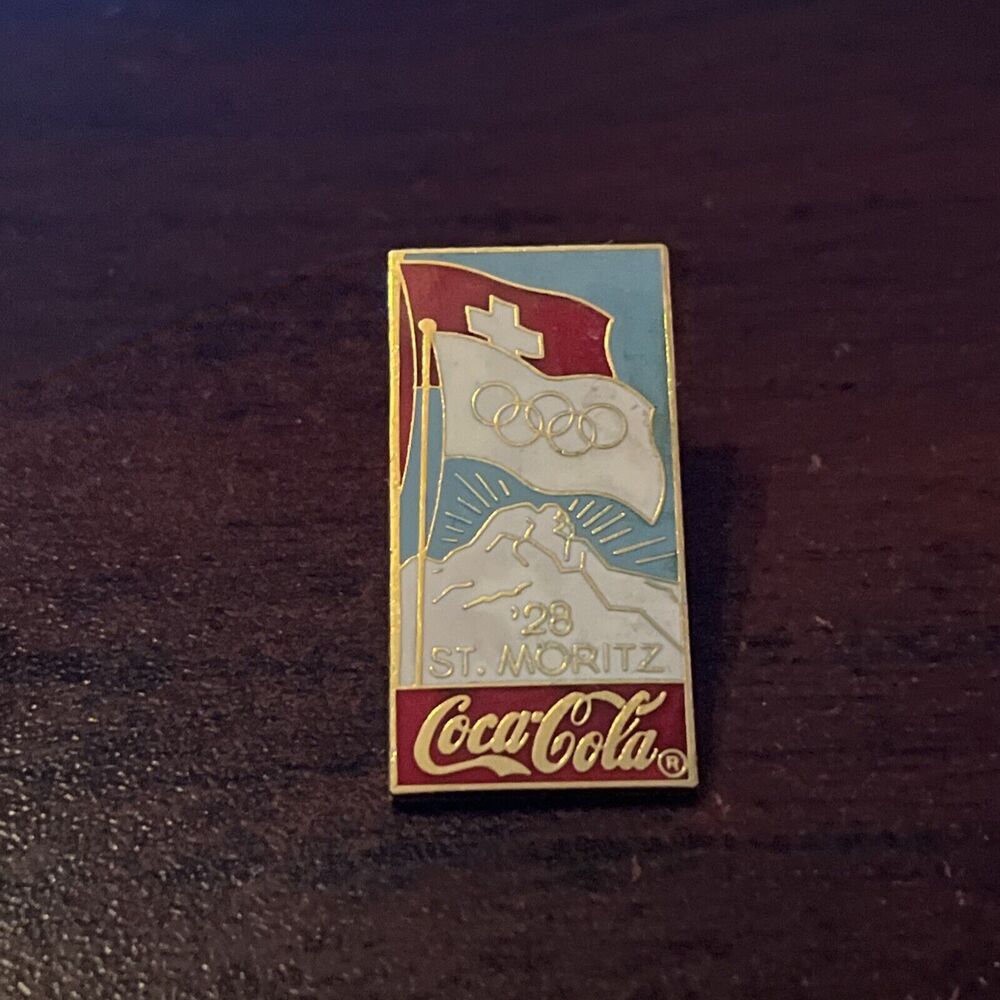 Vintage‎ Coca-Cola Coke 1928 Winter Olympics St. Moritz Lapel Hat Pin